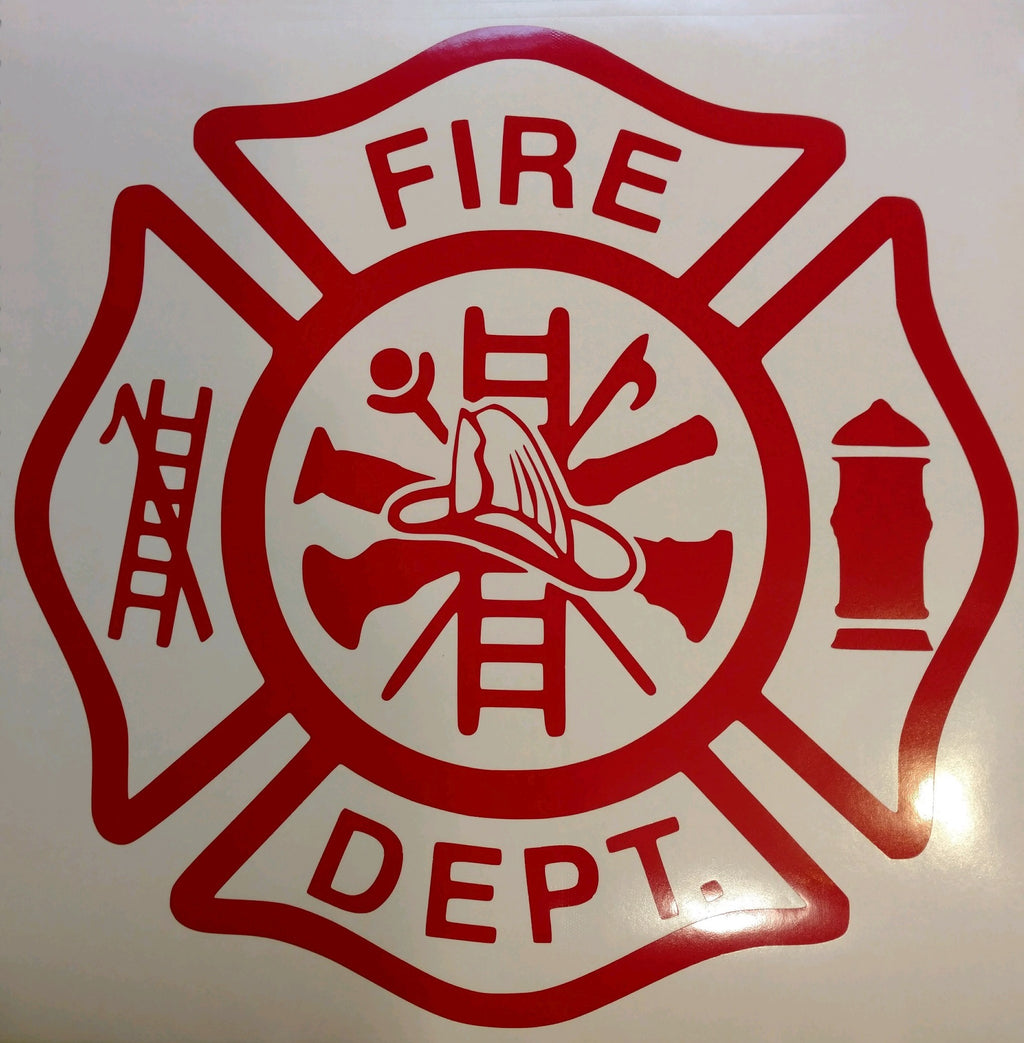 Fire Dept Maltese Cross Vinyl Decal Sticker