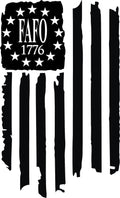 Distressed Vertical FAFO 1776 Flag Vinyl Decal Sticker Weathered Black Out