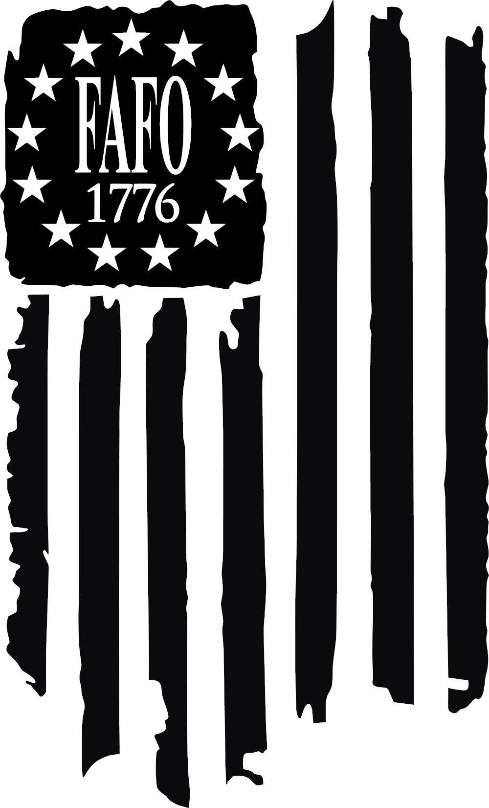 Distressed Vertical FAFO 1776 Flag Vinyl Decal Sticker Weathered Black Out