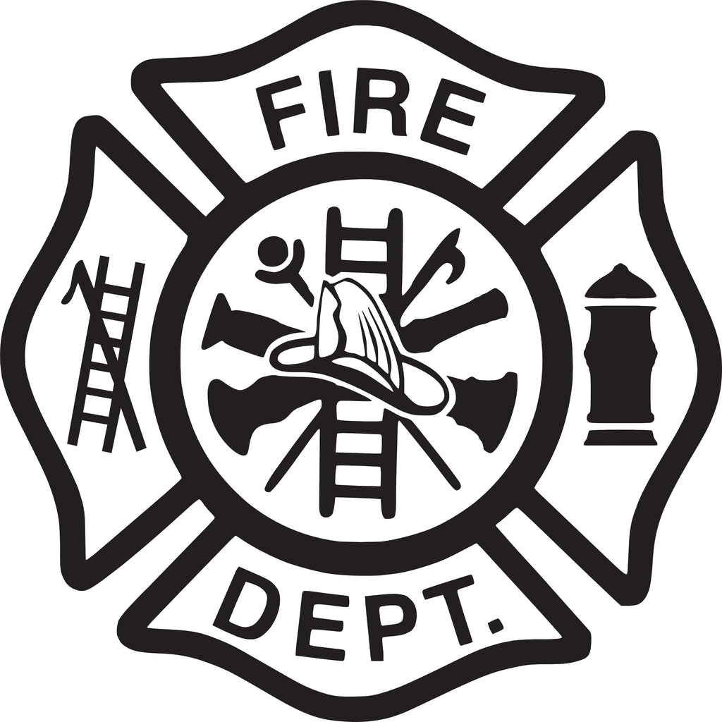 Fire Dept Maltese Cross Vinyl Decal Sticker