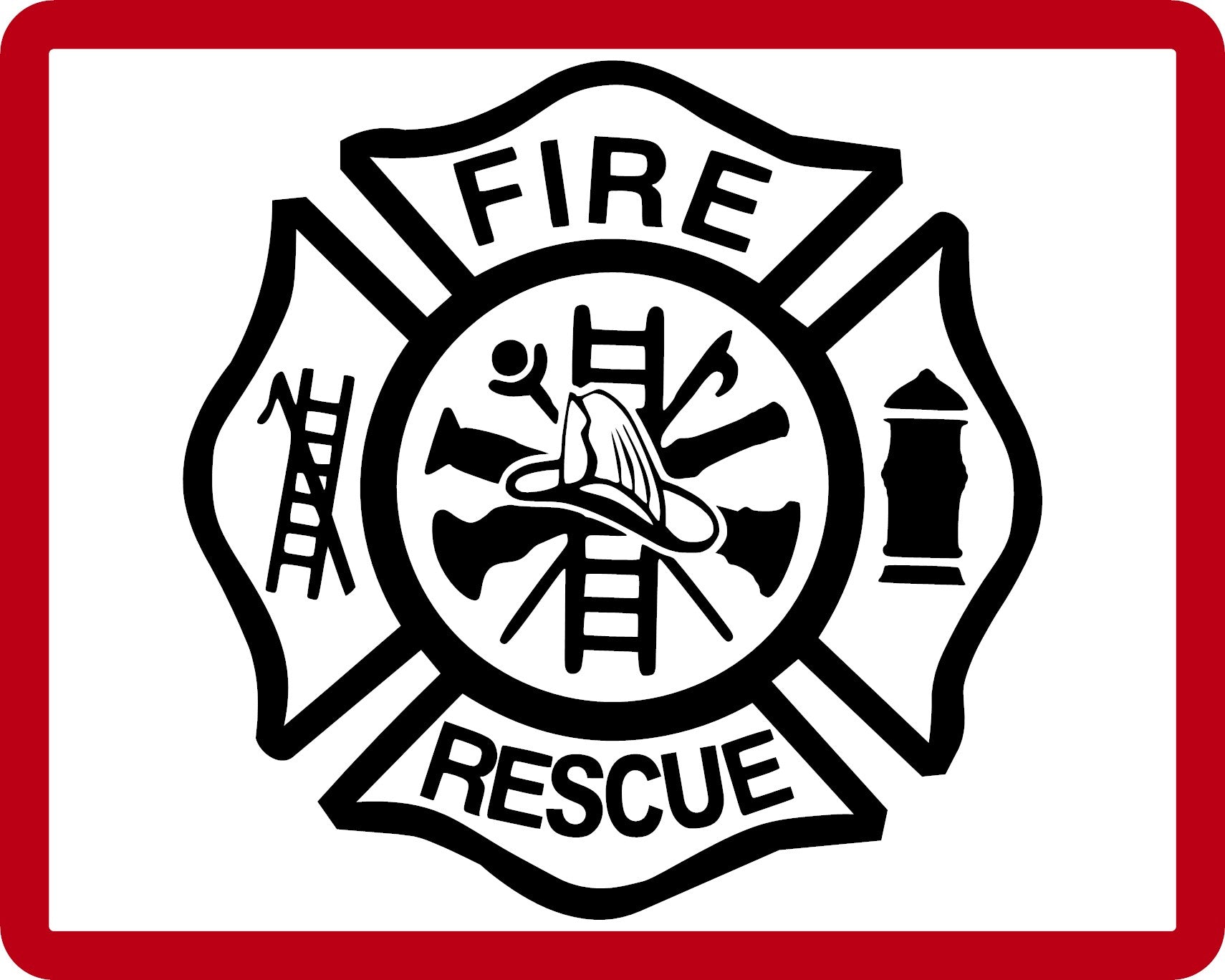 Fire Rescue Firefighter Maltese Cross Vinyl Decal Sticker
