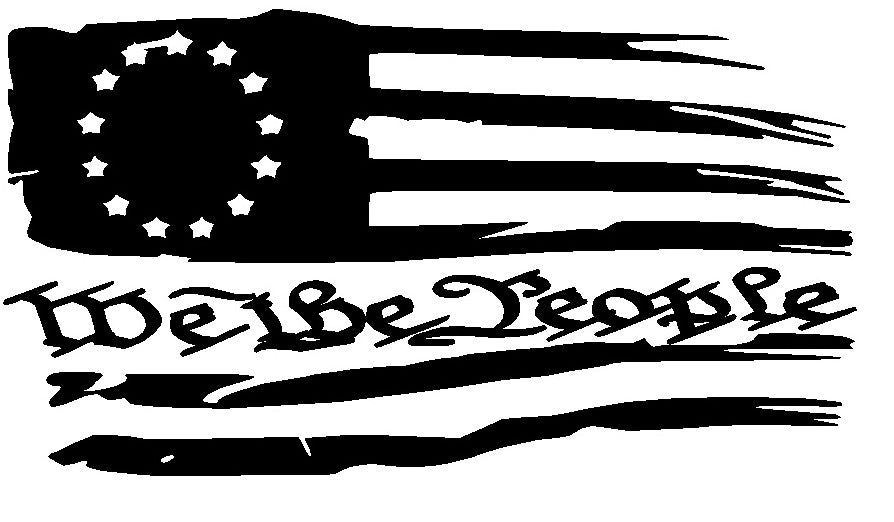 Distressed Betsy Ross Stars We The People American Flag Vinyl Decal Set Sticker Weathered Left Right