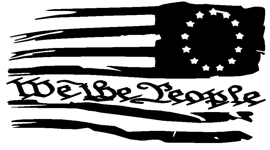 Distressed Betsy Ross Stars We The People American Flag Vinyl Decal Set Sticker Weathered Left Right