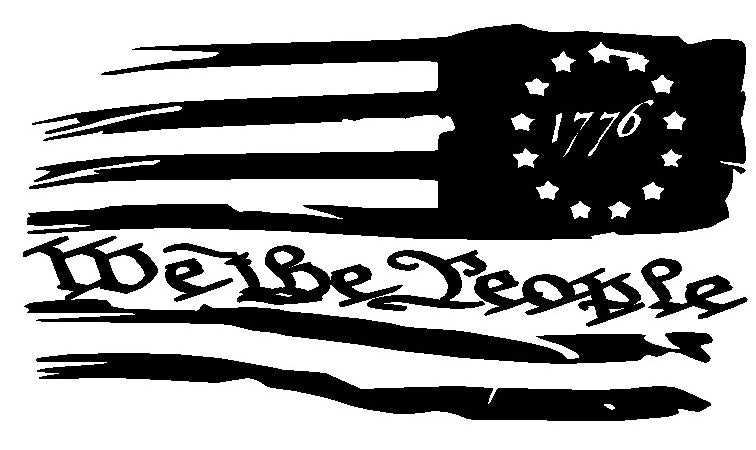 Distressed Betsy Ross 1776 Stars We The People American Flag Vinyl Decal Set Sticker Weathered Left Right