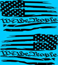 We the People American Flag Vinyl Decal Set Distressed Sticker Weathered Left Right Black Out