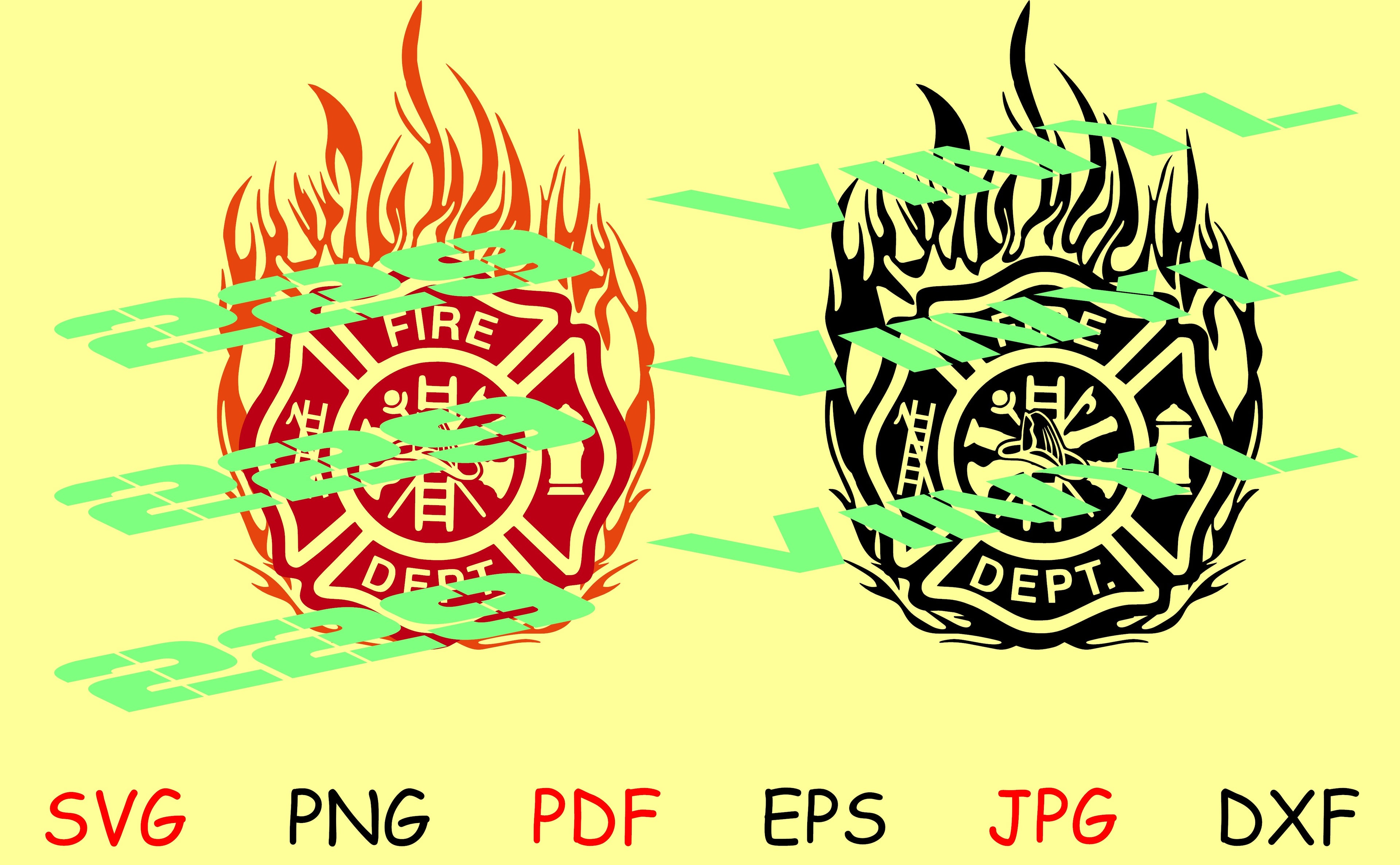 Fire Dept Cross in Flames Fire Department SVG pdf eps jpg dxf png