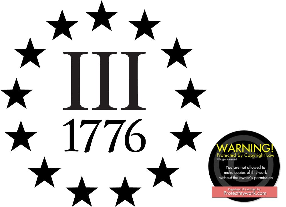 Betsy Ross Stars 1776 13 Colony Percenter Vinyl Decal Sticker