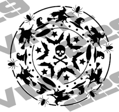 Halloween Mandala SVG PNG JPG Door Hanger PDF Digital Download