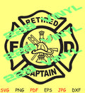 Retired Captain Cross Fire Dept SVG pdf eps jpg dxf png