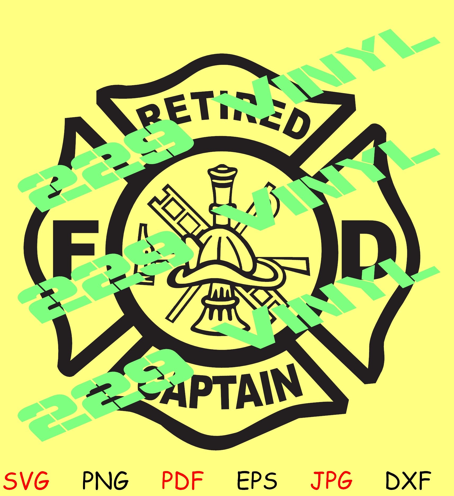 Retired Captain Cross Fire Dept SVG pdf eps jpg dxf png
