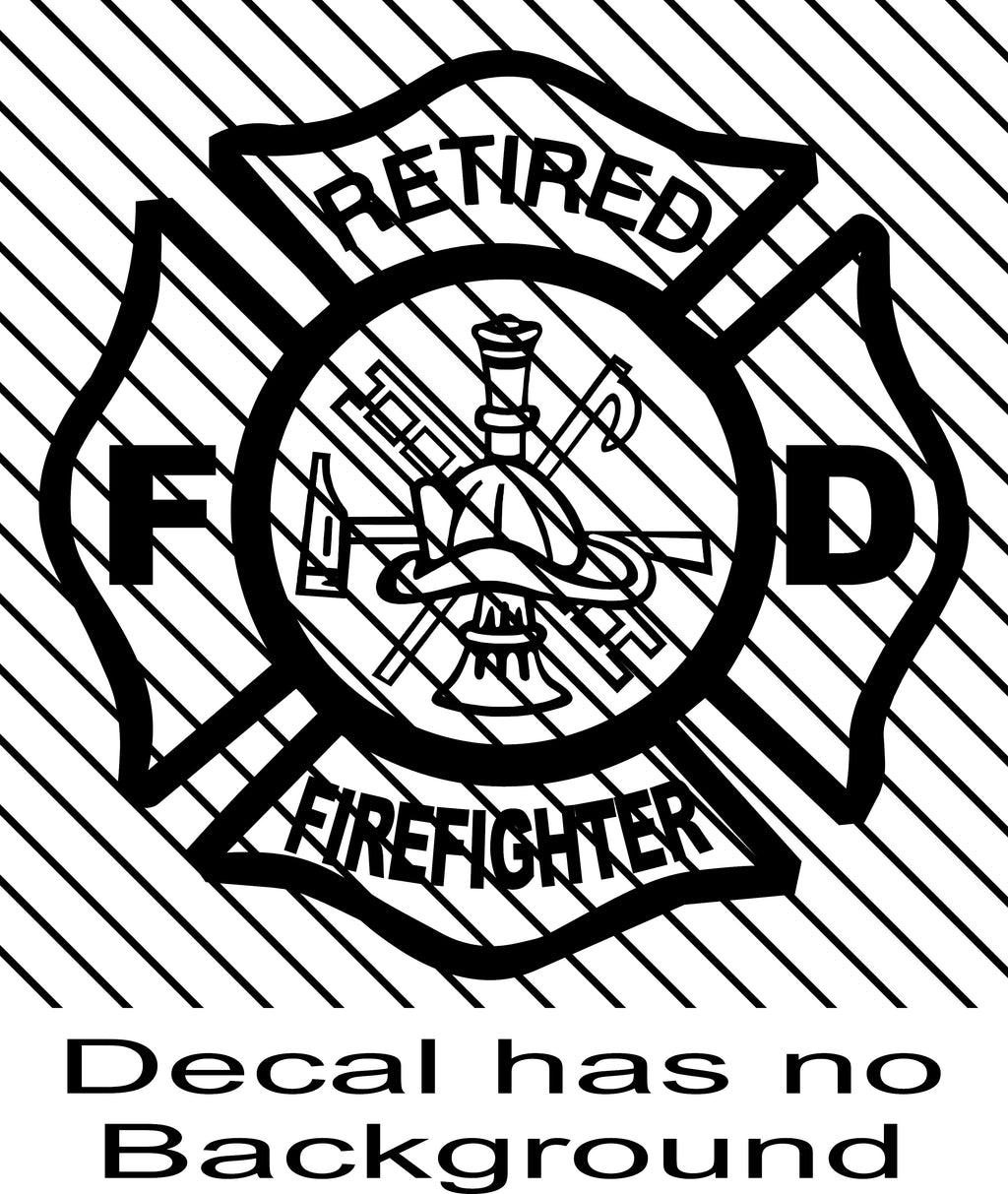Retired Firefighter Maltese Cross Vinyl Decal Sticker