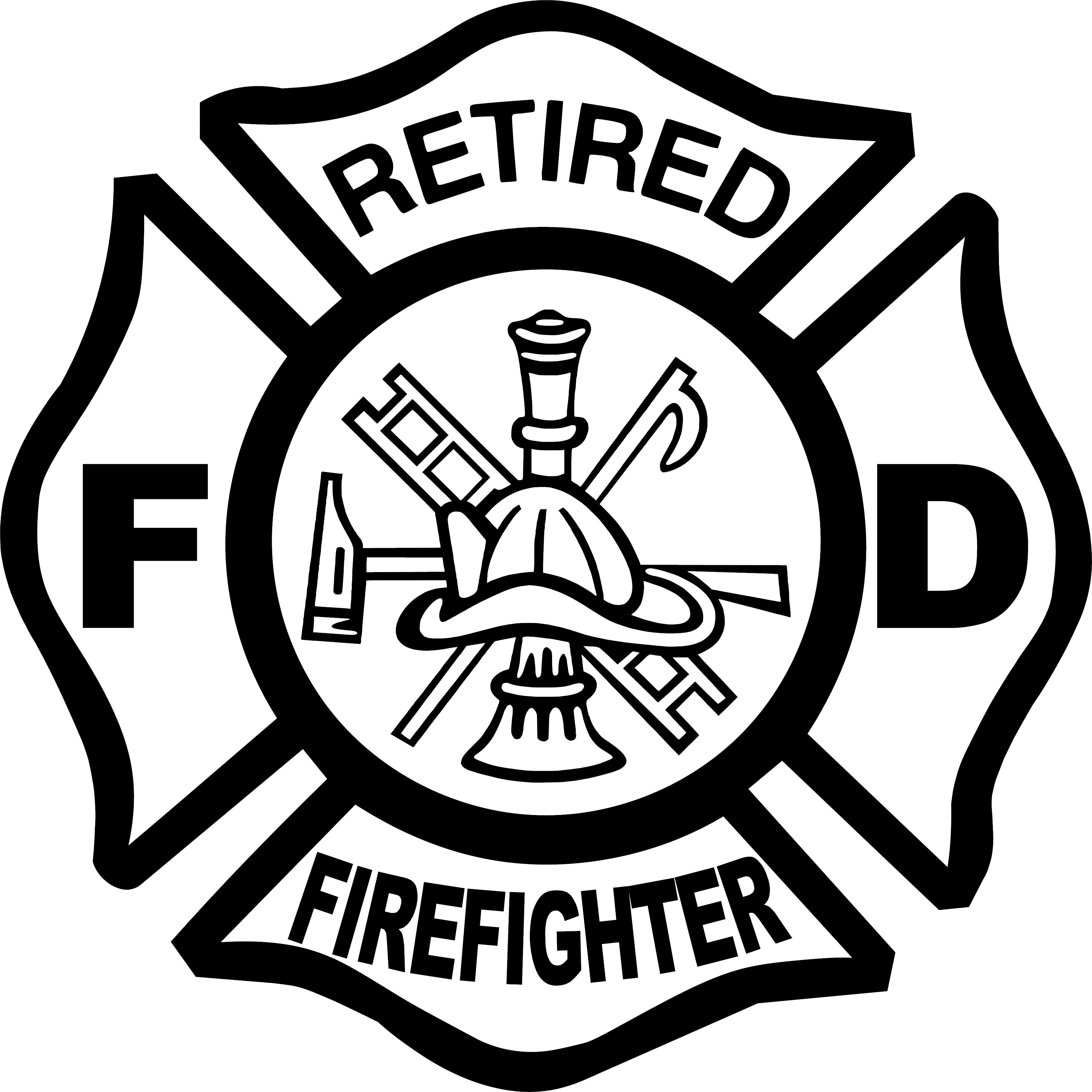 Retired Firefighter Maltese Cross Vinyl Decal Sticker