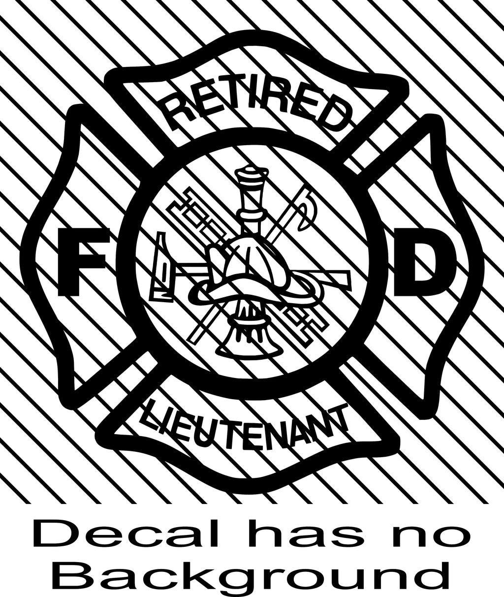 Retired Lieutenant Firefighter Maltese Cross Vinyl Decal Sticker