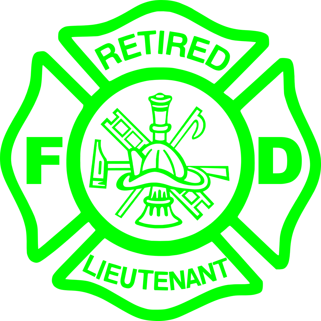 Retired Lieutenant Firefighter Maltese Cross Vinyl Decal Sticker
