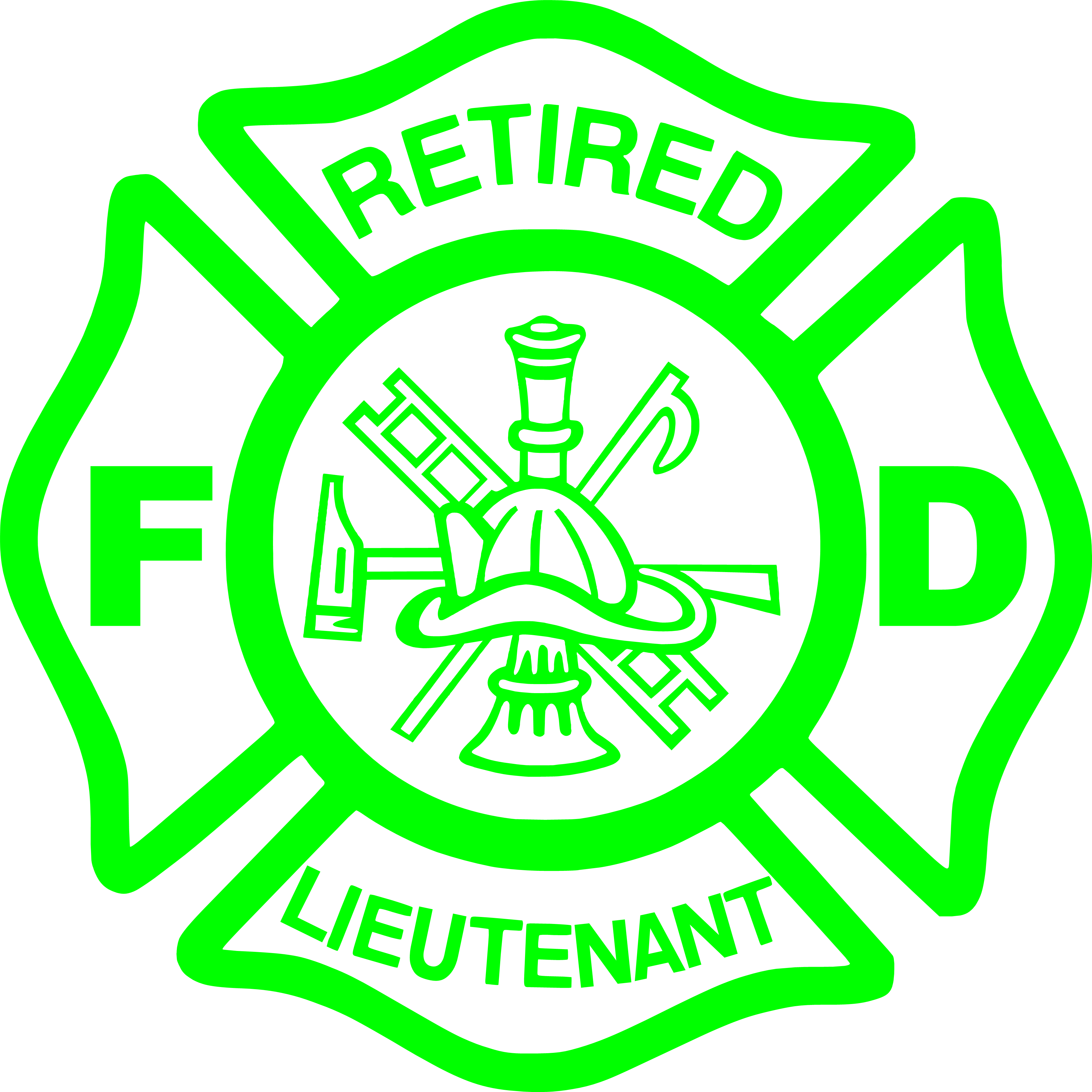 Retired Lieutenant Firefighter Maltese Cross Vinyl Decal Sticker