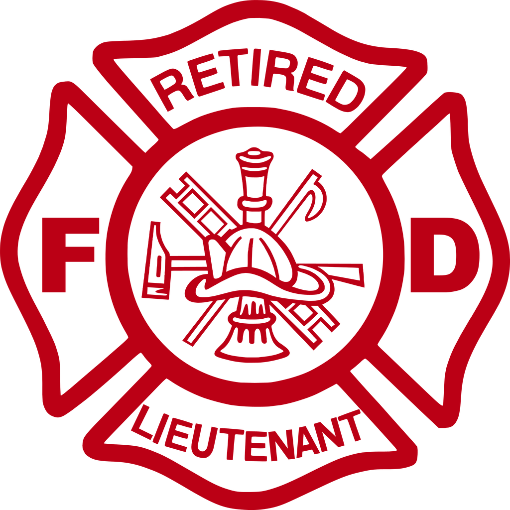 Retired Lieutenant Firefighter Maltese Cross Vinyl Decal Sticker