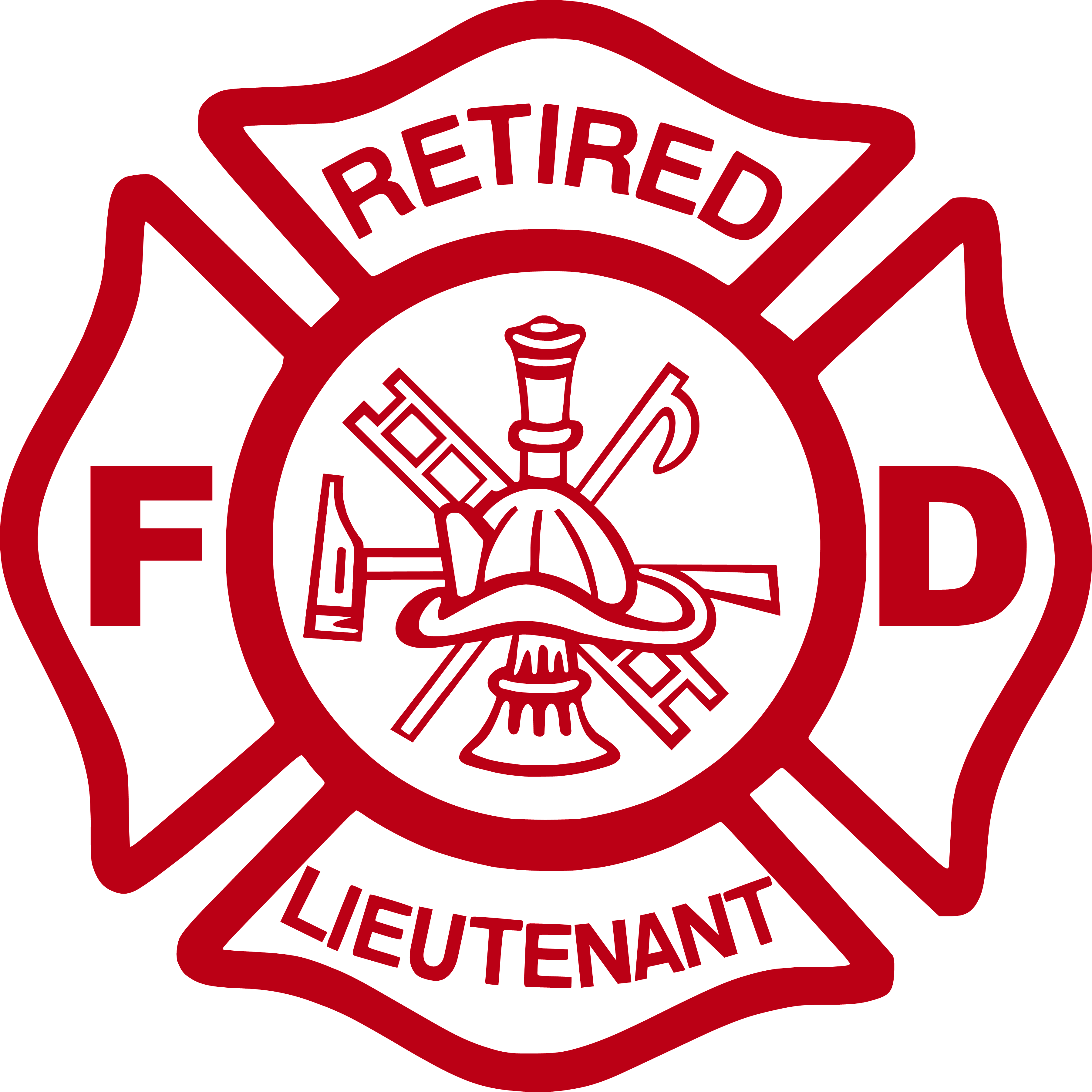 Retired Lieutenant Firefighter Maltese Cross Vinyl Decal Sticker