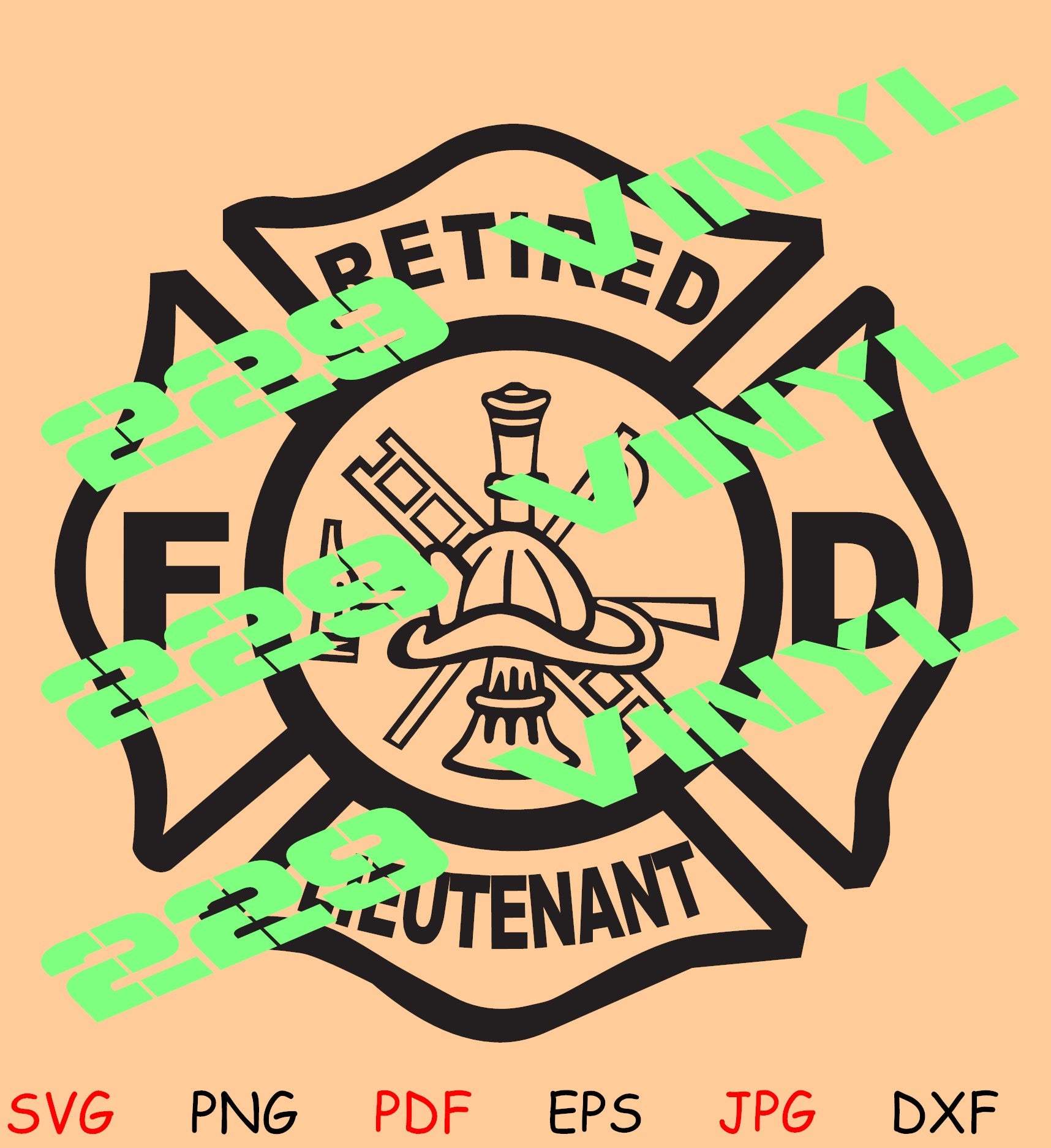 Retired Lieutenant Cross Fire Dept SVG pdf eps jpg dxf png