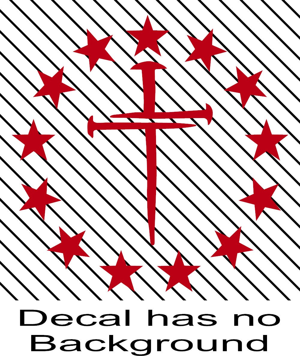 Betsy Ross Cross Three Nails Stars Vinyl Decal 2A Christian Sticker