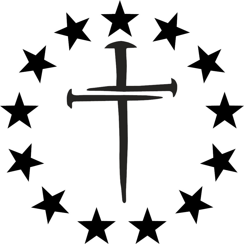 Betsy Ross Cross Three Nails Stars Vinyl Decal 2A Christian Sticker